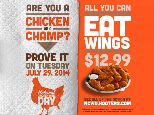 Hooters Offers All-You-Can-Eat Wing Deal for National Chicken Wing Day